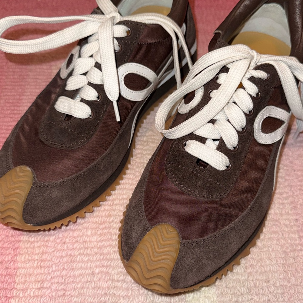 Loewe Flow Runner Nylon and Suede Sneakers in Chocolate Brown ‘Shitake Mushroom’ - Picture 9 of 16